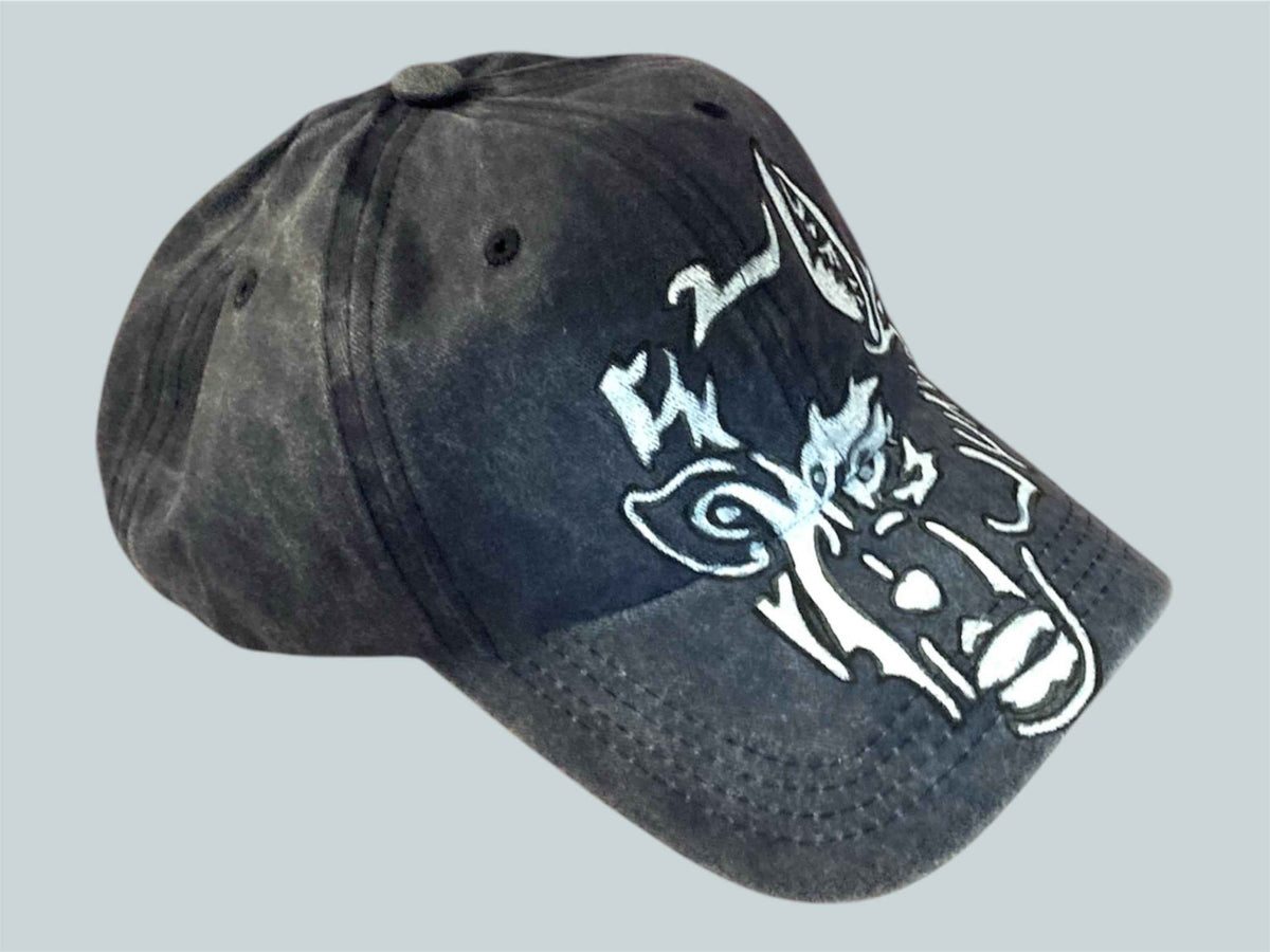 Hand Painted Wolf Skull Baseball Cap - Unique Artistry for Every Adventure