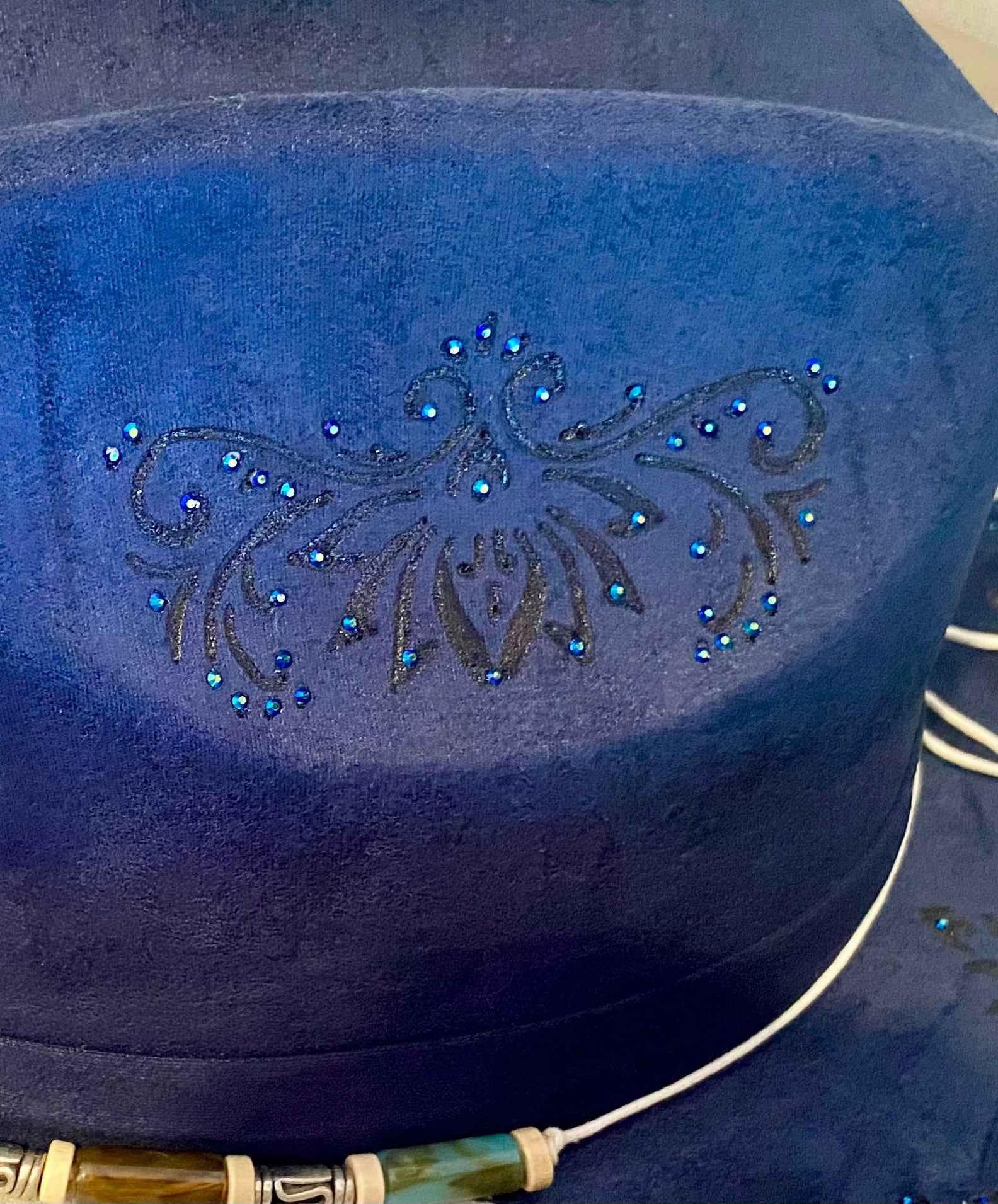 Deluxe Suedette Cowboy Hat - Mandala Blue, Stylish & Unique 4-Panel Design