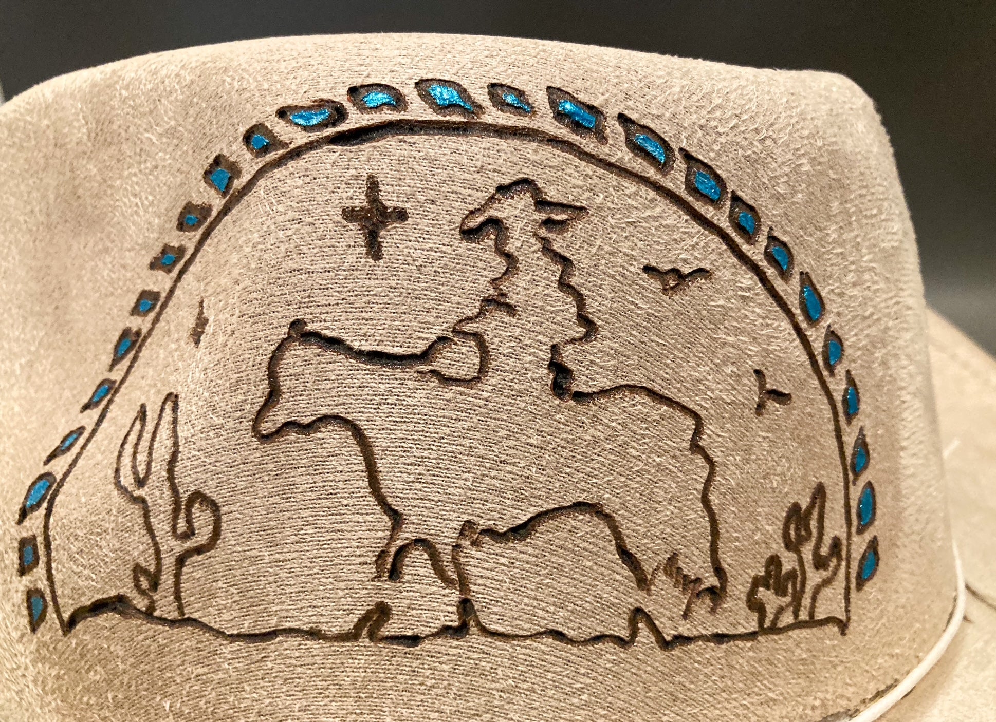 Americana Music, hand burned cowboy hat