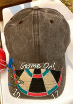 Game On! Darts Fan/Dartboard Ball Cap, hand painted