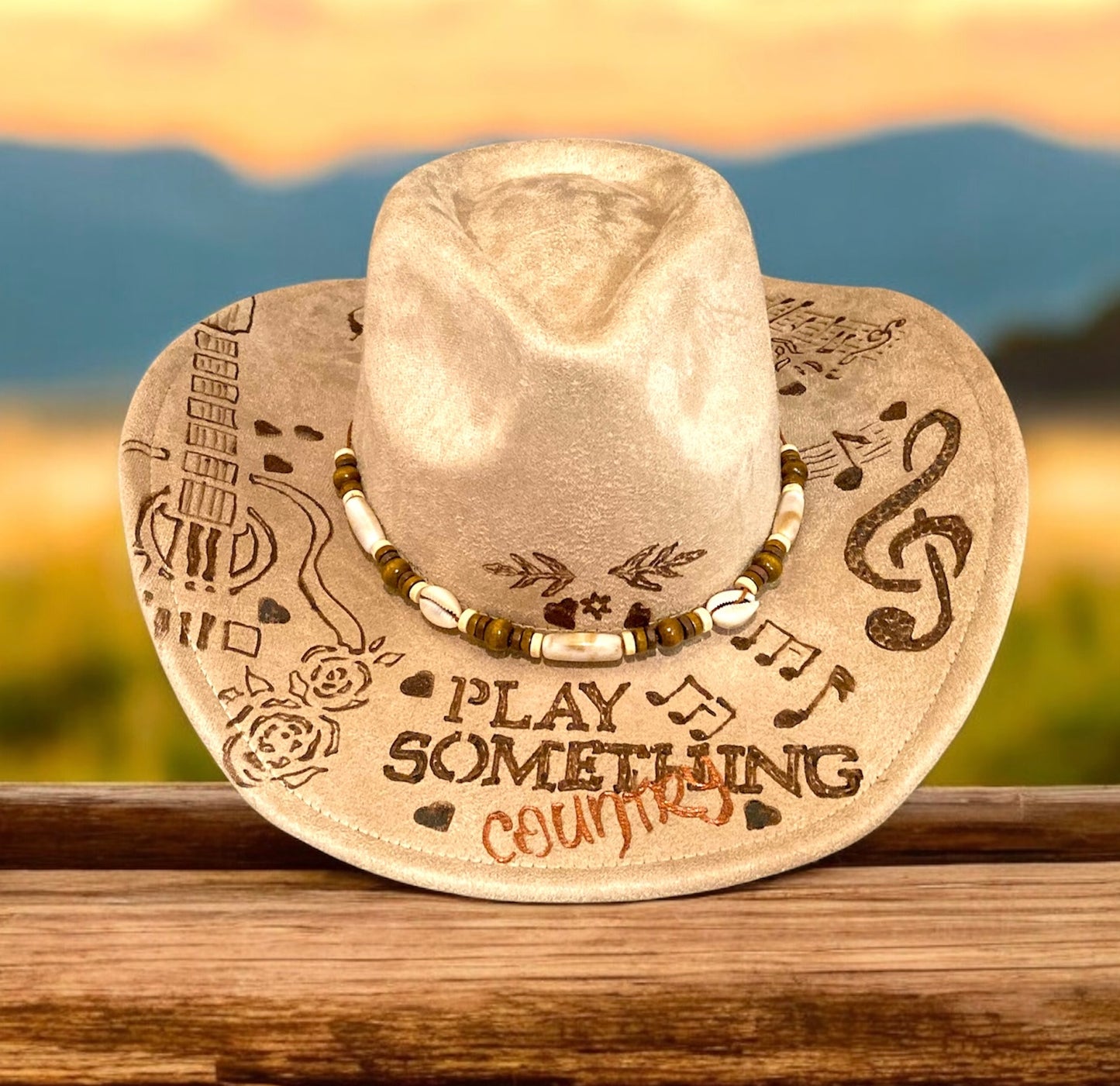Play Something Country 2 hand burned cowboy hat