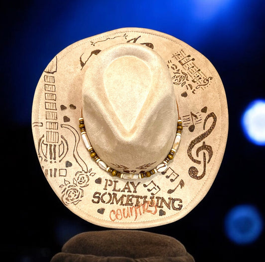 Play Something Country 2 hand burned cowboy hat