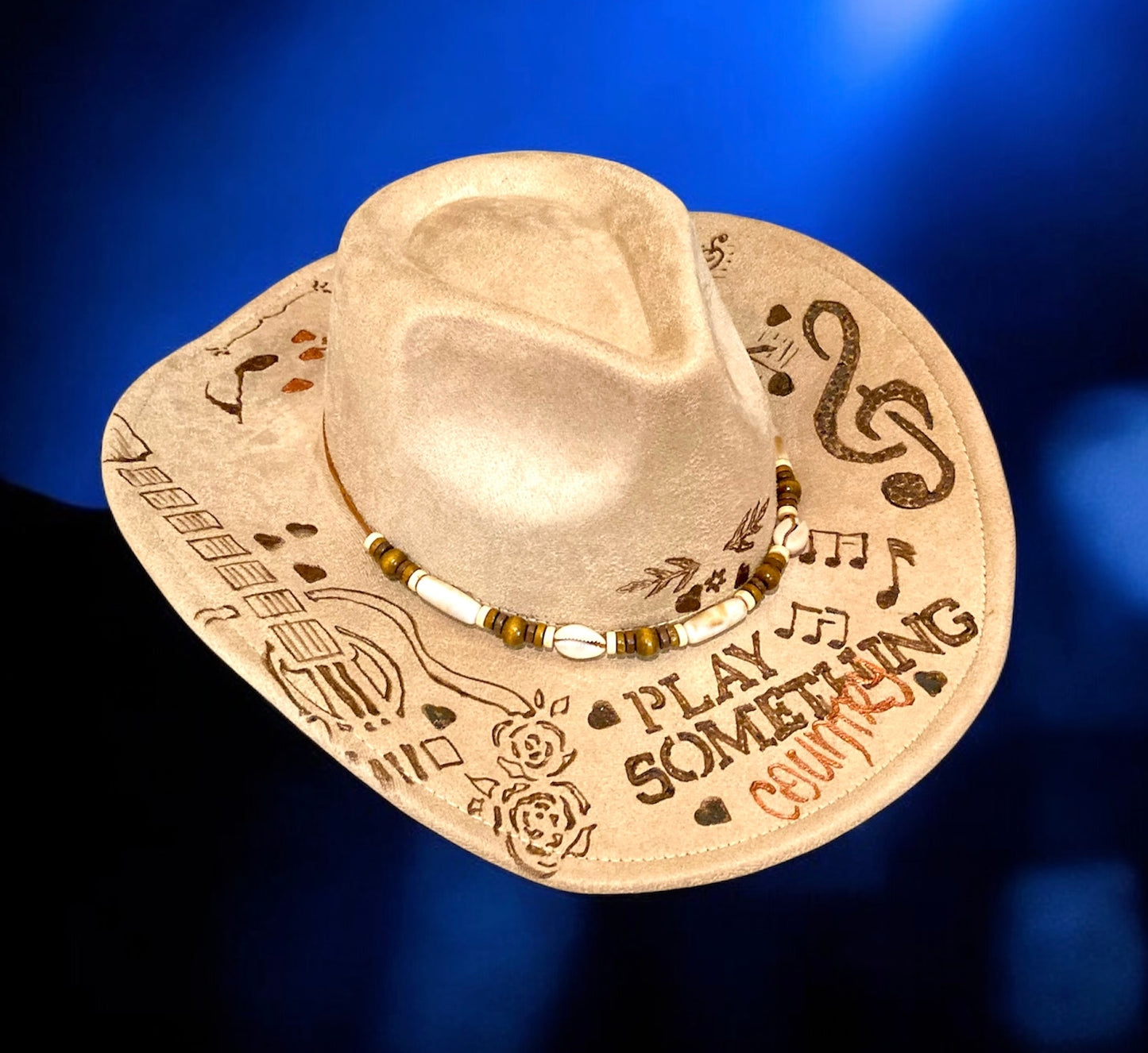 Play Something Country 2 hand burned cowboy hat