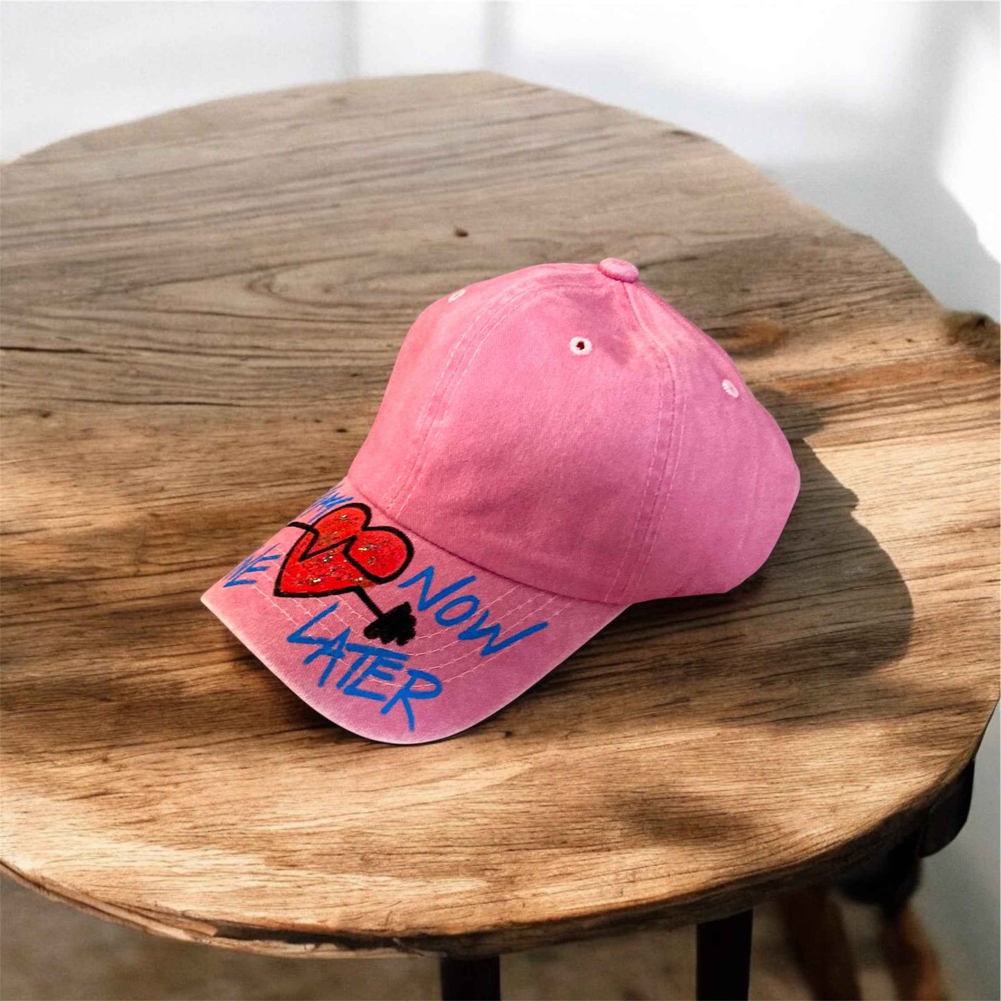 Hand Painted Sports Cap: Sweat Now, Shine Later - Unique Denim Design