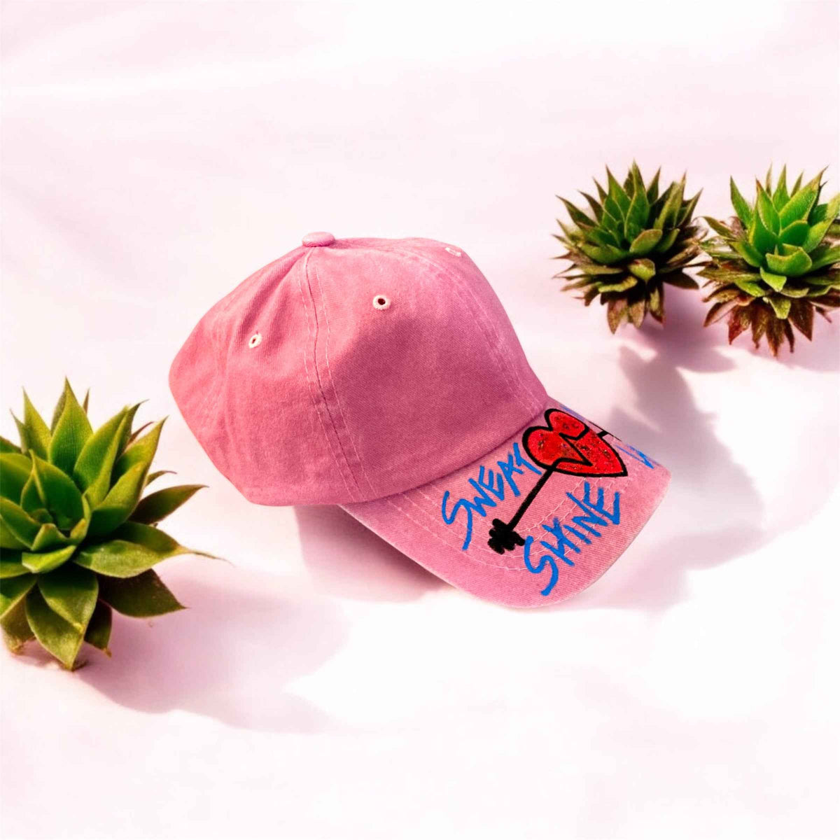 Hand Painted Sports Cap: Sweat Now, Shine Later - Unique Denim Design