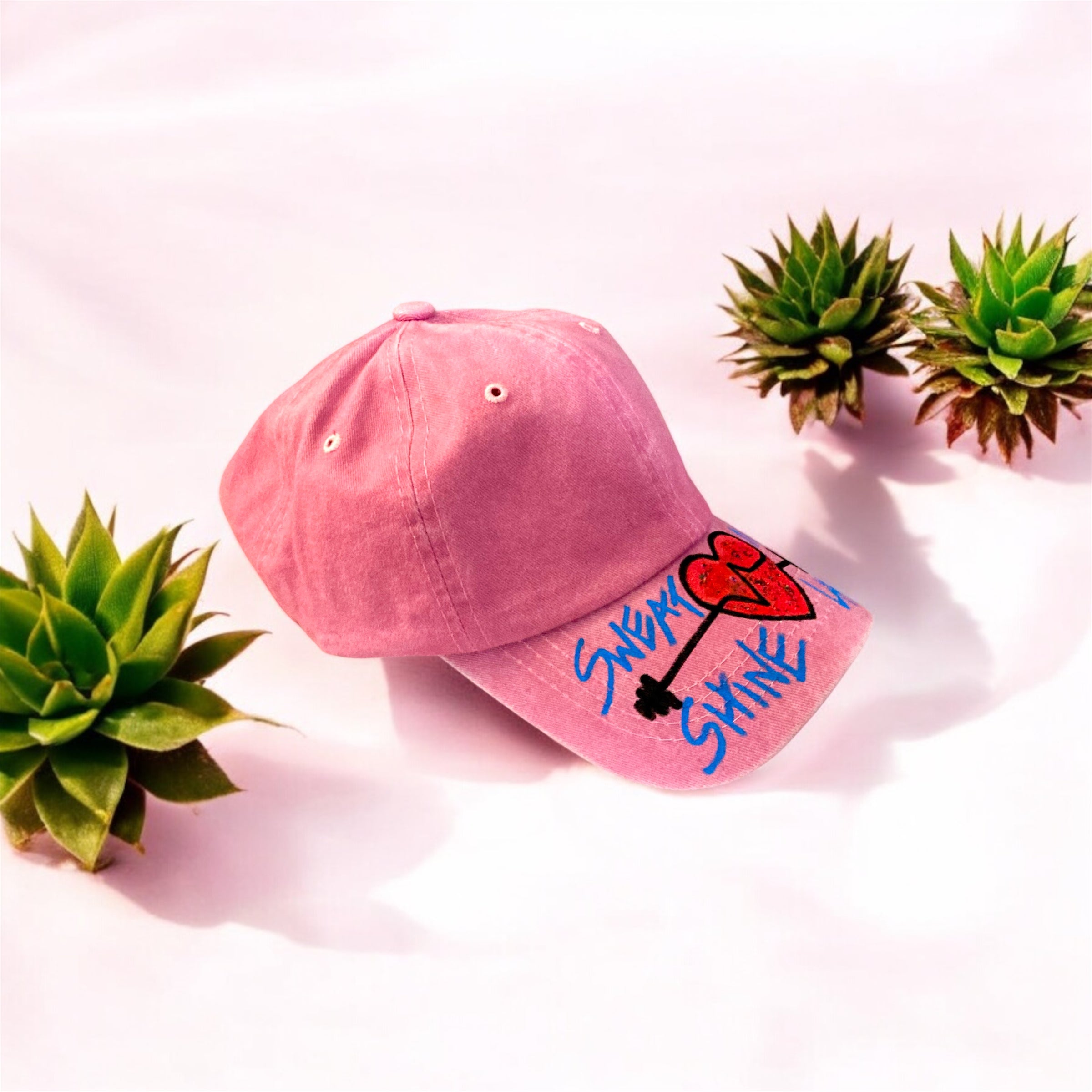 Sweat Now, Shine Later, hand painted sports cap