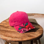 Hot Pink Flowers hand painted baseball cap