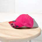Hot Pink Flowers hand painted baseball cap