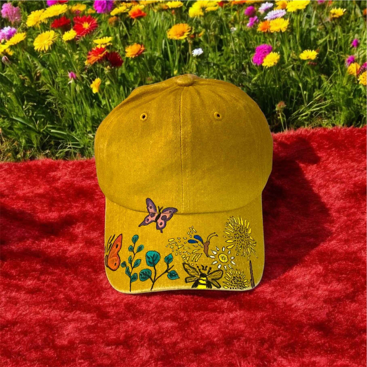 Unique Hand Painted Denim Cap: Embrace Your Whimsical Style with a Custom Touch