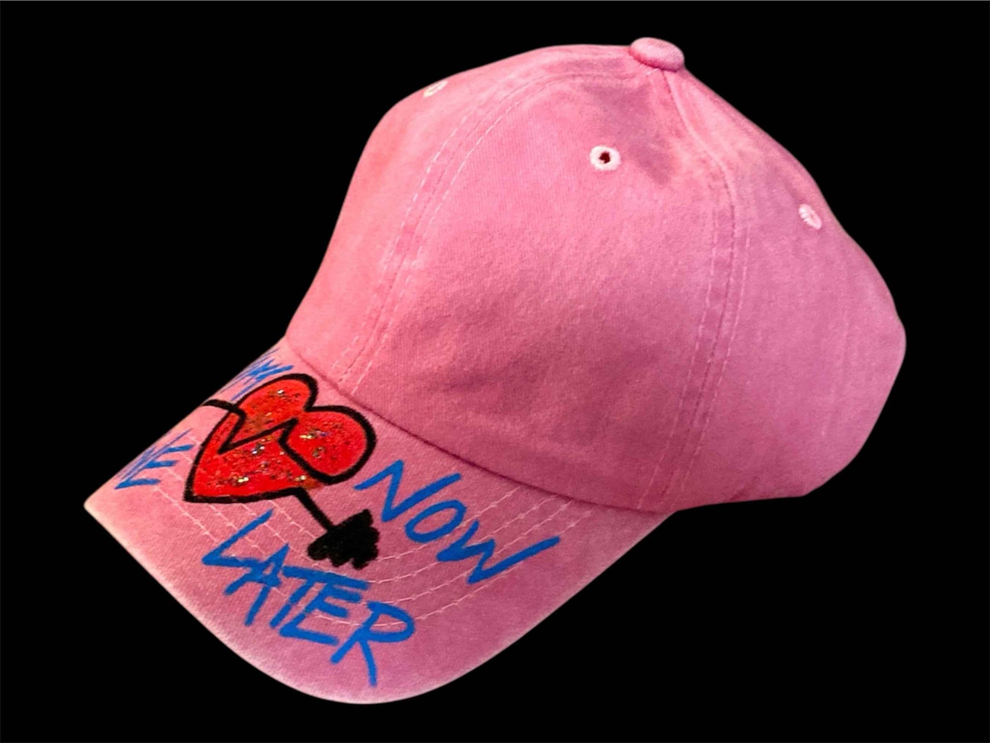 Hand Painted Sports Cap: Sweat Now, Shine Later - Unique Denim Design