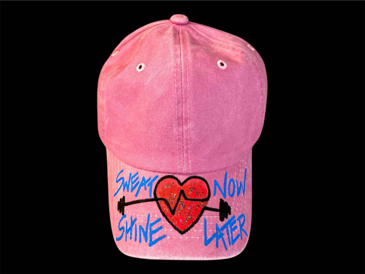 Hand Painted Sports Cap: Sweat Now, Shine Later - Unique Denim Design