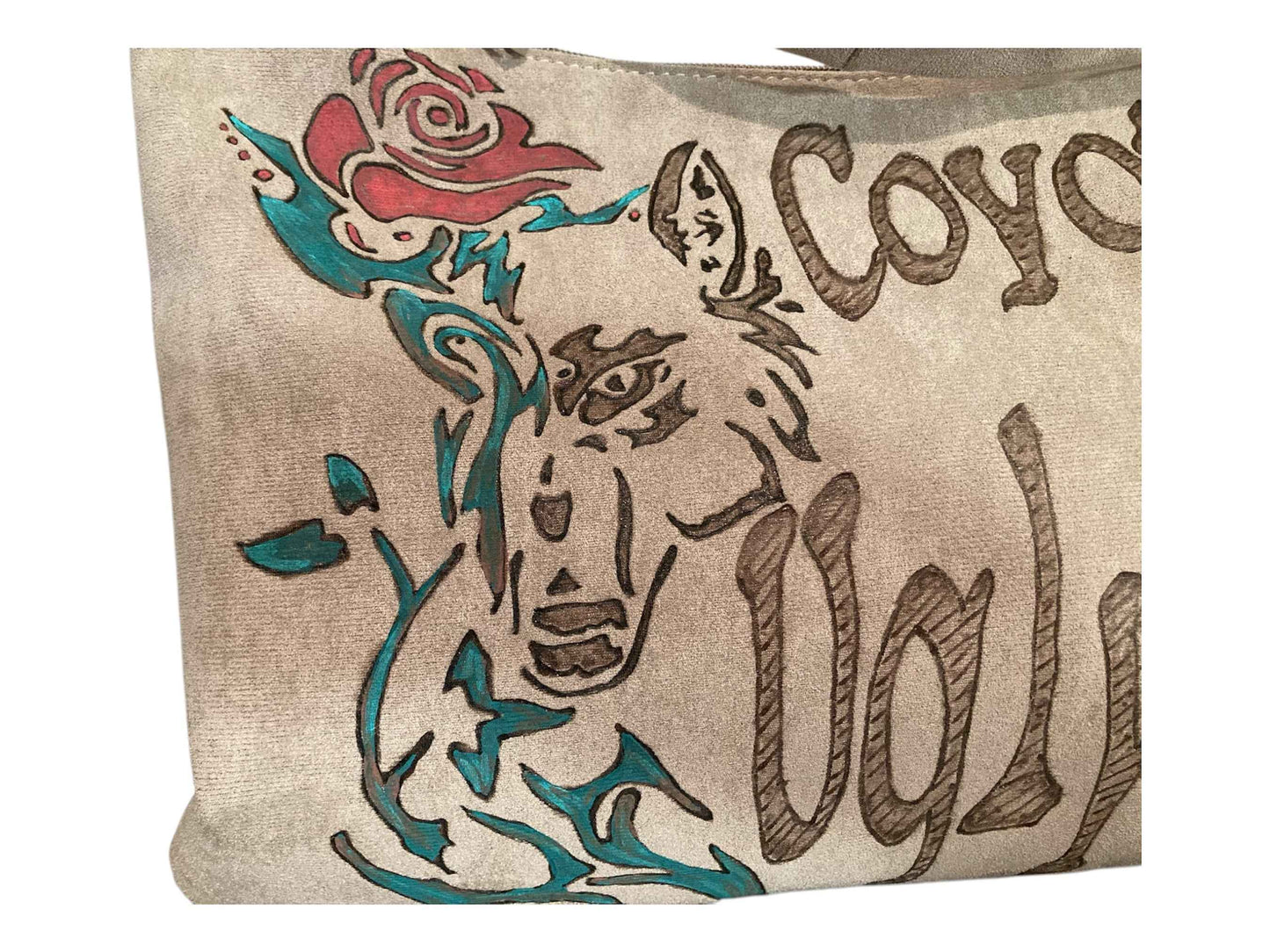 Hand Painted Vegan Suede Bag - Coyote Ugly & Country's Cool Again Design