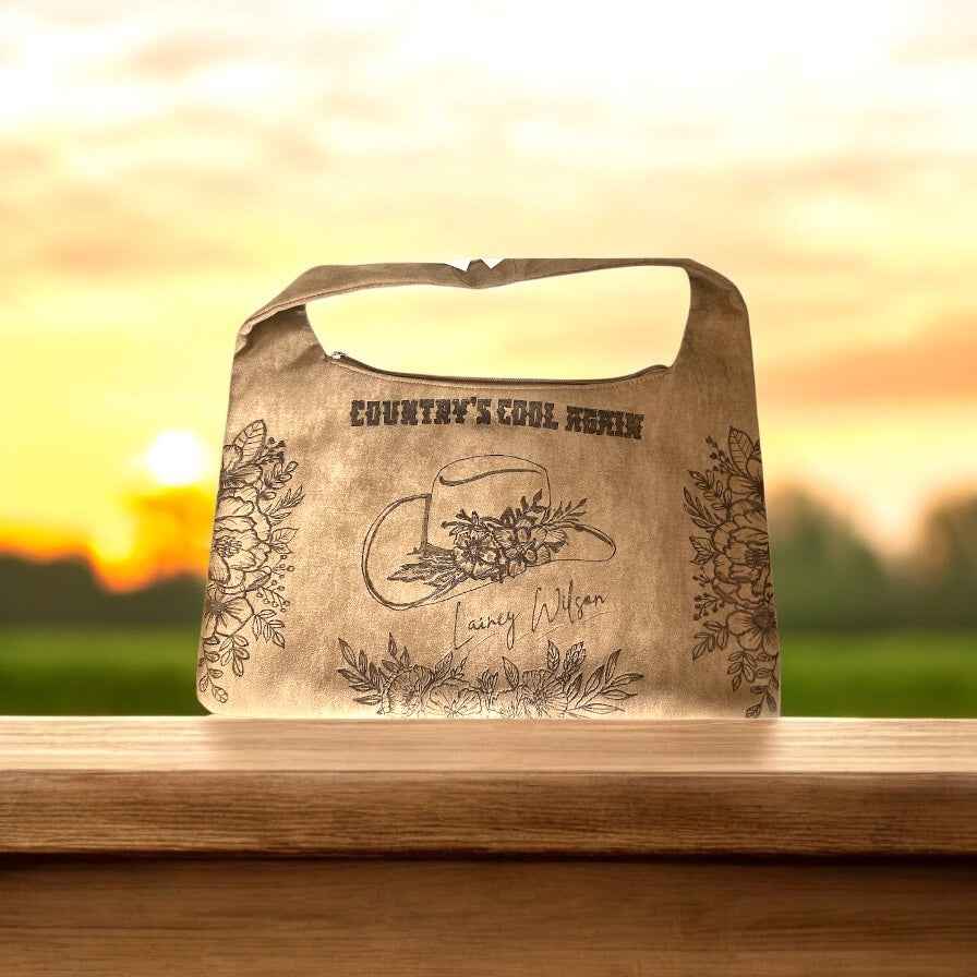 Lainey Wilson Inspired Bag - Stylish Vegan Suede Large Bag with Unique Hand-Burned Designs