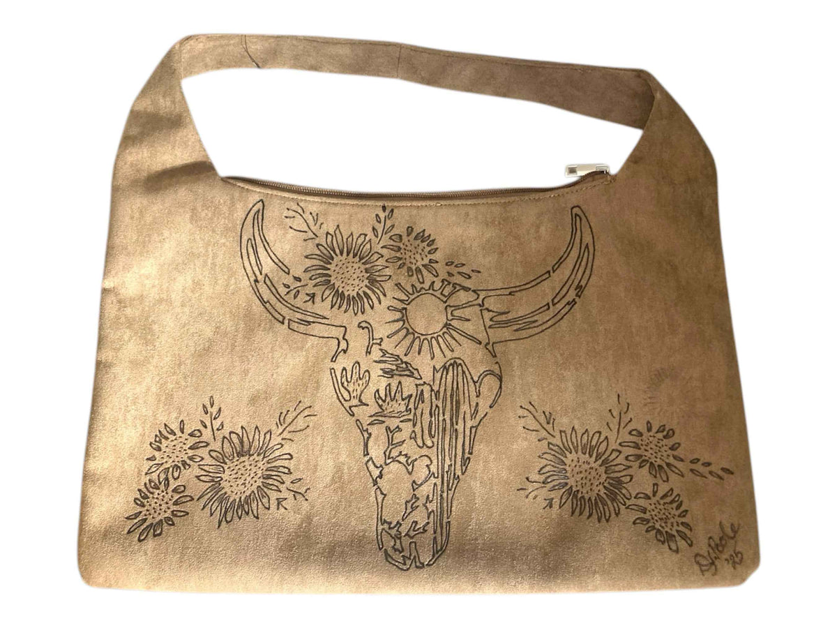 Lainey Wilson Inspired Bag - Stylish Vegan Suede Large Bag with Unique Hand-Burned Designs