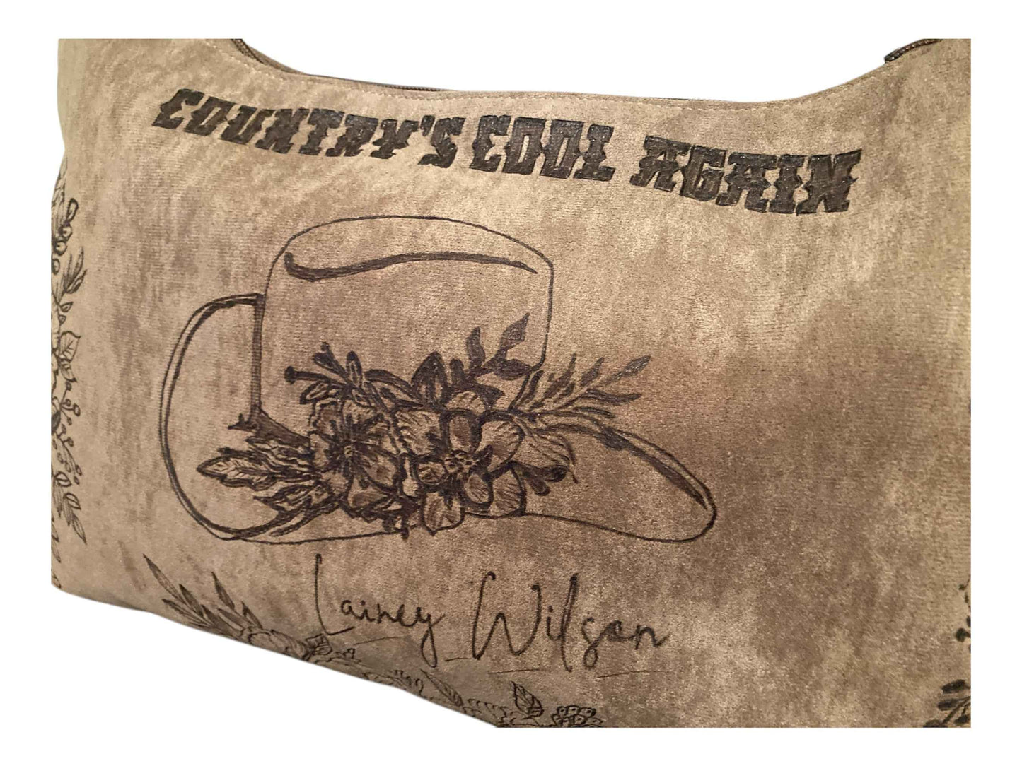 Lainey Wilson Inspired Bag - Stylish Vegan Suede Large Bag with Unique Hand-Burned Designs