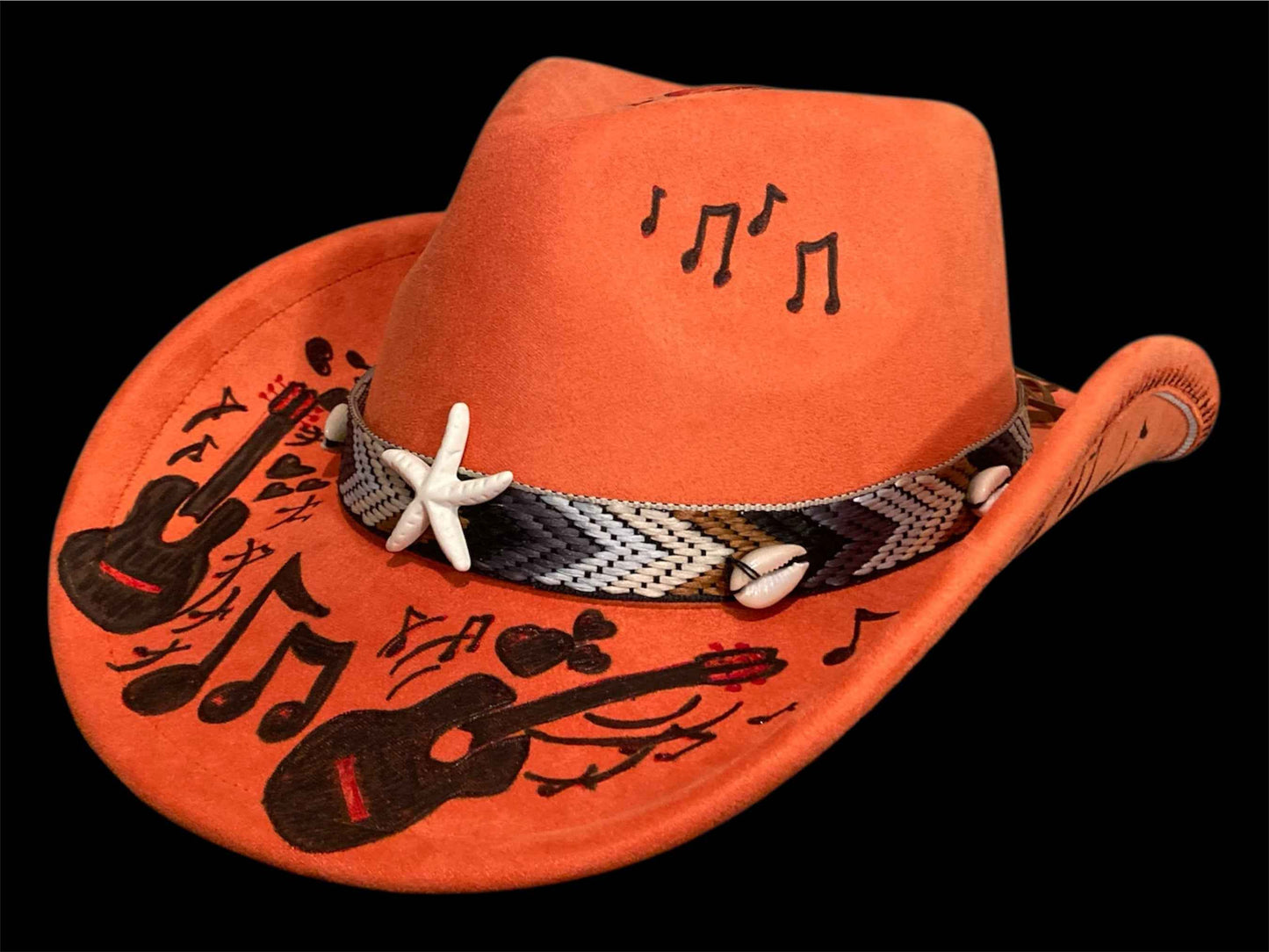 Orange Cowboy Hat: Handcrafted Felt Hat for Festivals and Fashion