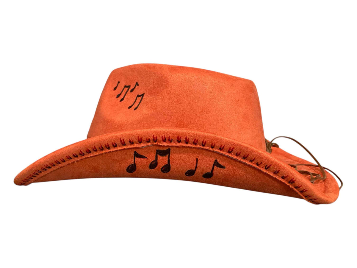 Orange Cowboy Hat: Handcrafted Felt Hat for Festivals and Fashion