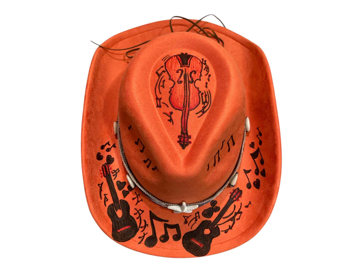 Orange Cowboy Hat: Handcrafted Felt Hat for Festivals and Fashion