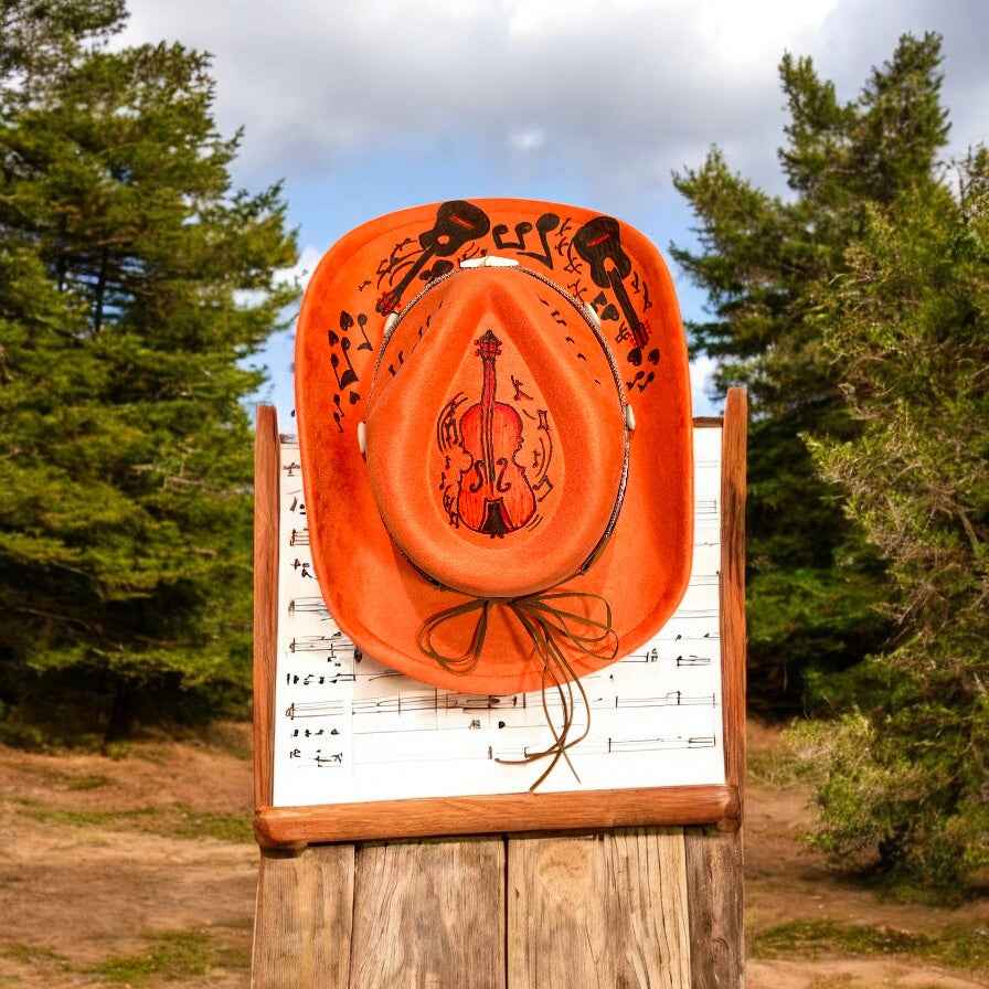 Orange Cowboy Hat: Handcrafted Felt Hat for Festivals and Fashion