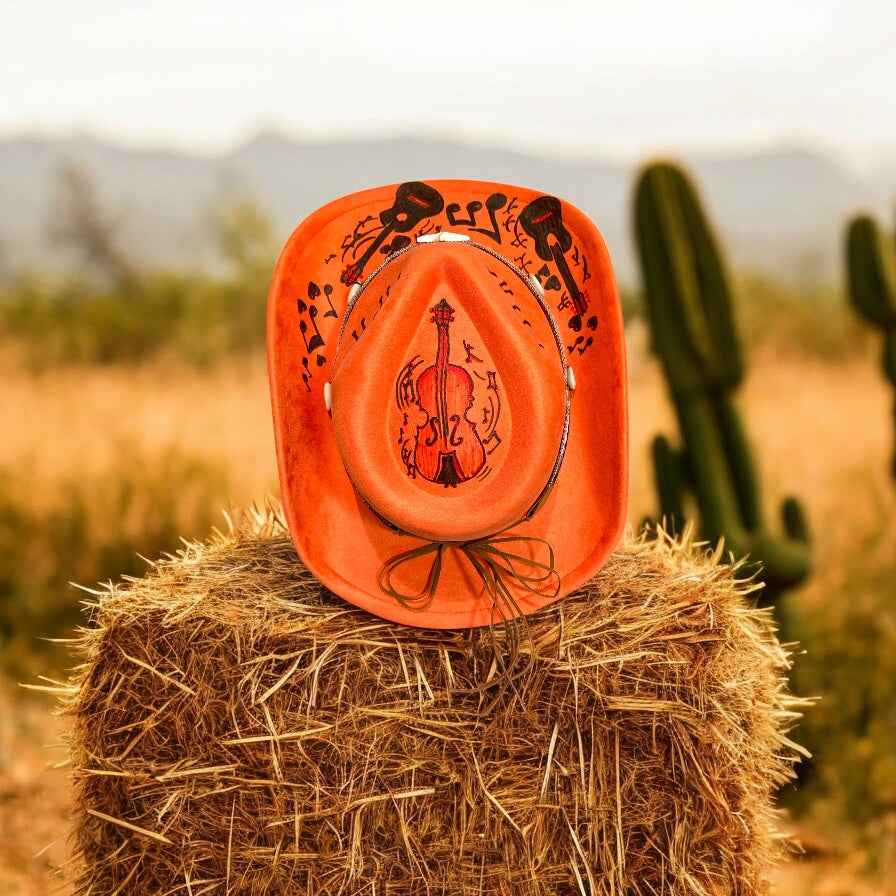 Orange Cowboy Hat: Handcrafted Felt Hat for Festivals and Fashion