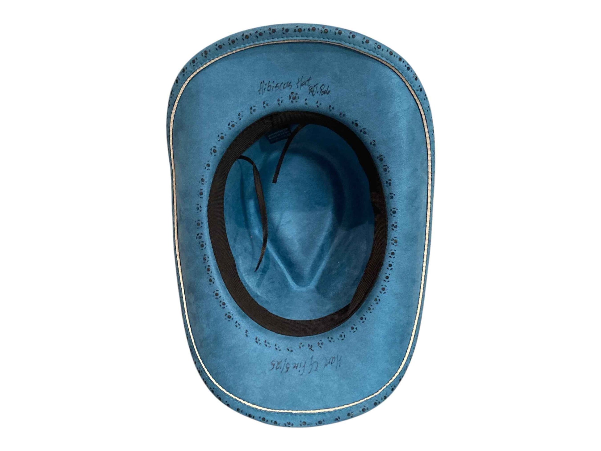 Elevate Your Style with the Boho Custom Cowboy Hat - Blue Hibiscus Deluxe Suedette