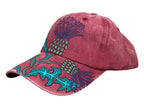 Scottish Thistle Cap, Hand painted, berry colour