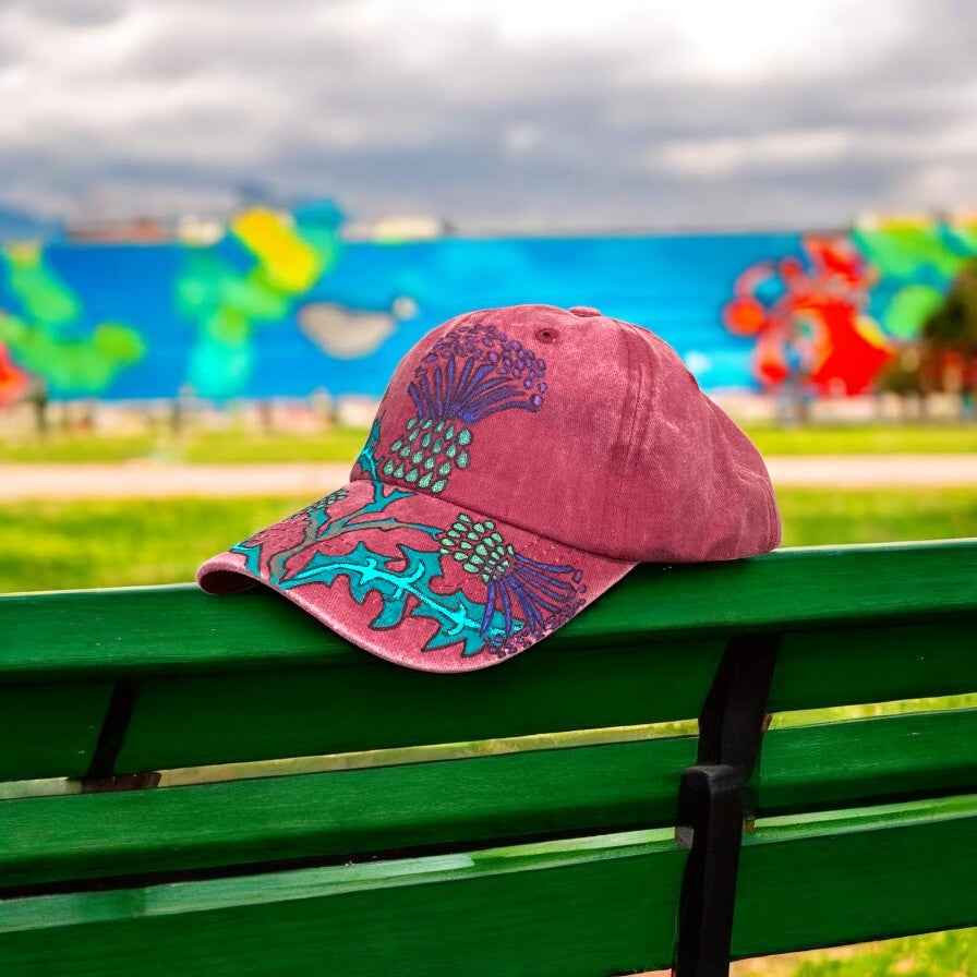 Elevate Your Style with Our Hand Painted Scottish Thistle Cap
