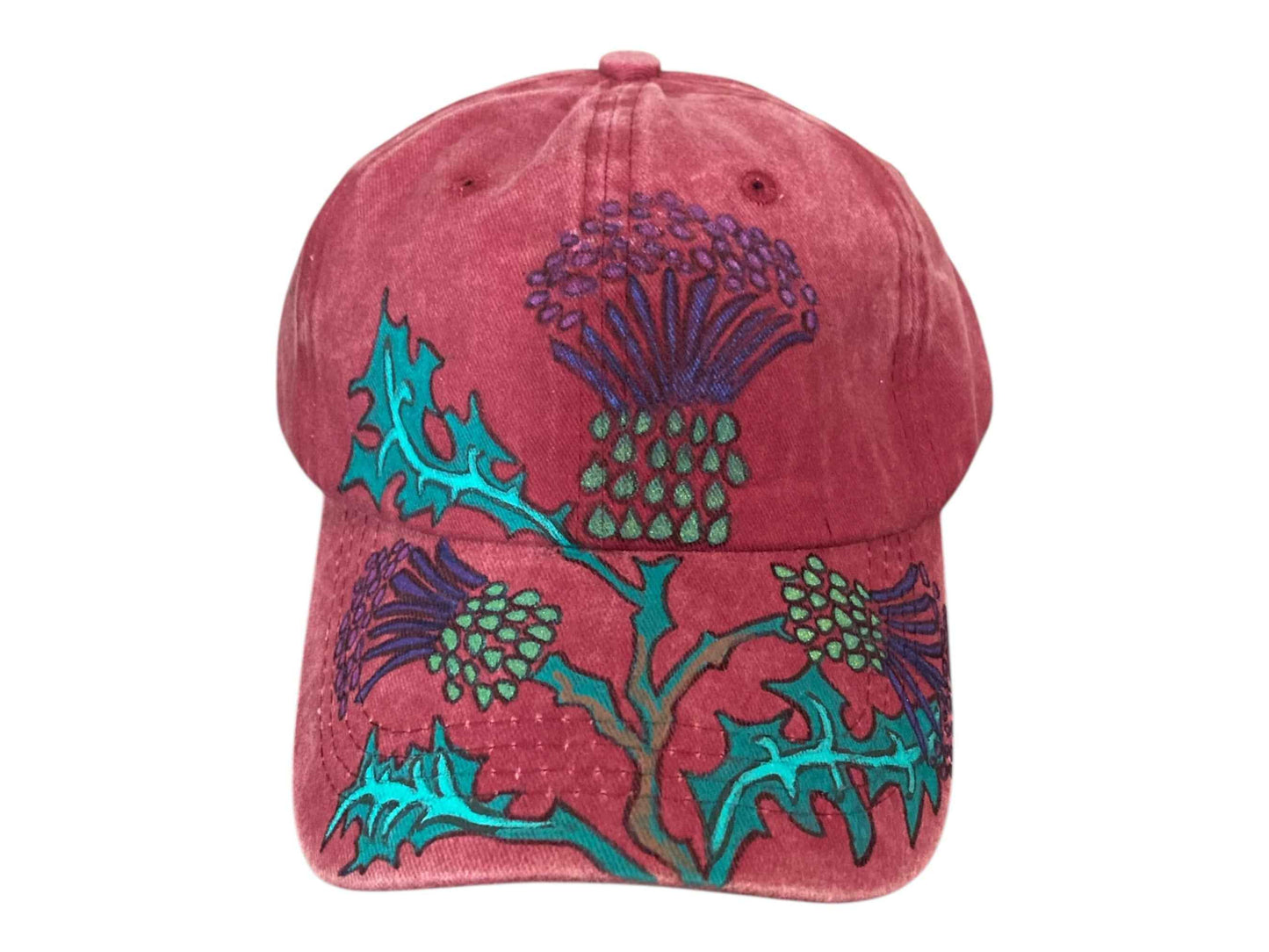 Elevate Your Style with Our Hand Painted Scottish Thistle Cap