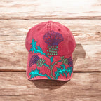 Scottish Thistle Cap, Hand painted, berry colour