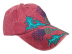 Scottish Thistle Cap, Hand painted, berry colour