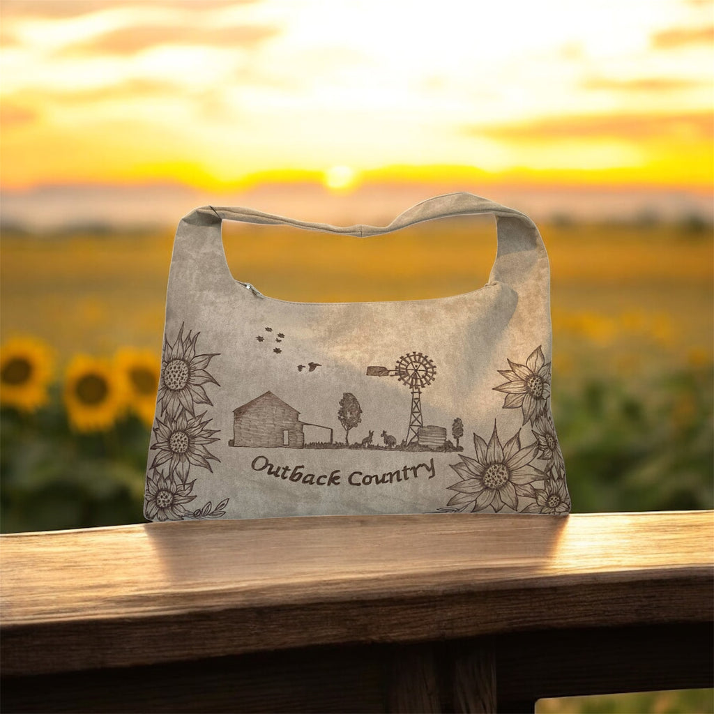 Outback Country/Friend Poem Large Hand burned bag