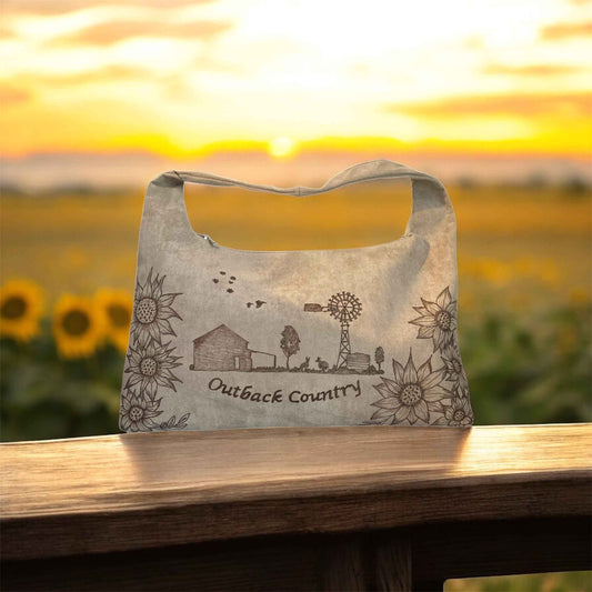 Hand Burned Vegan Suede Bag – Outback Country & Friends Poem Design