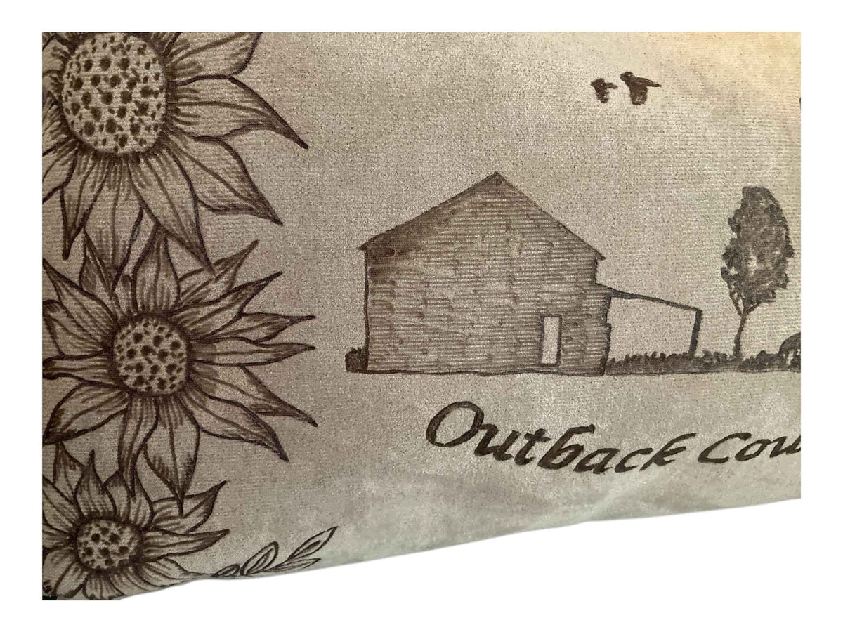 Hand Burned Vegan Suede Bag – Outback Country & Friends Poem Design