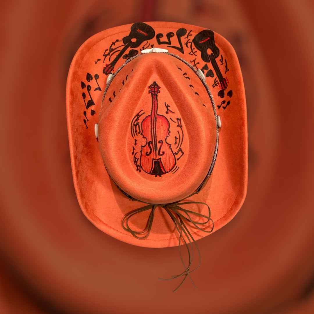 Orange Cowboy Hat: Handcrafted Felt Hat for Festivals and Fashion