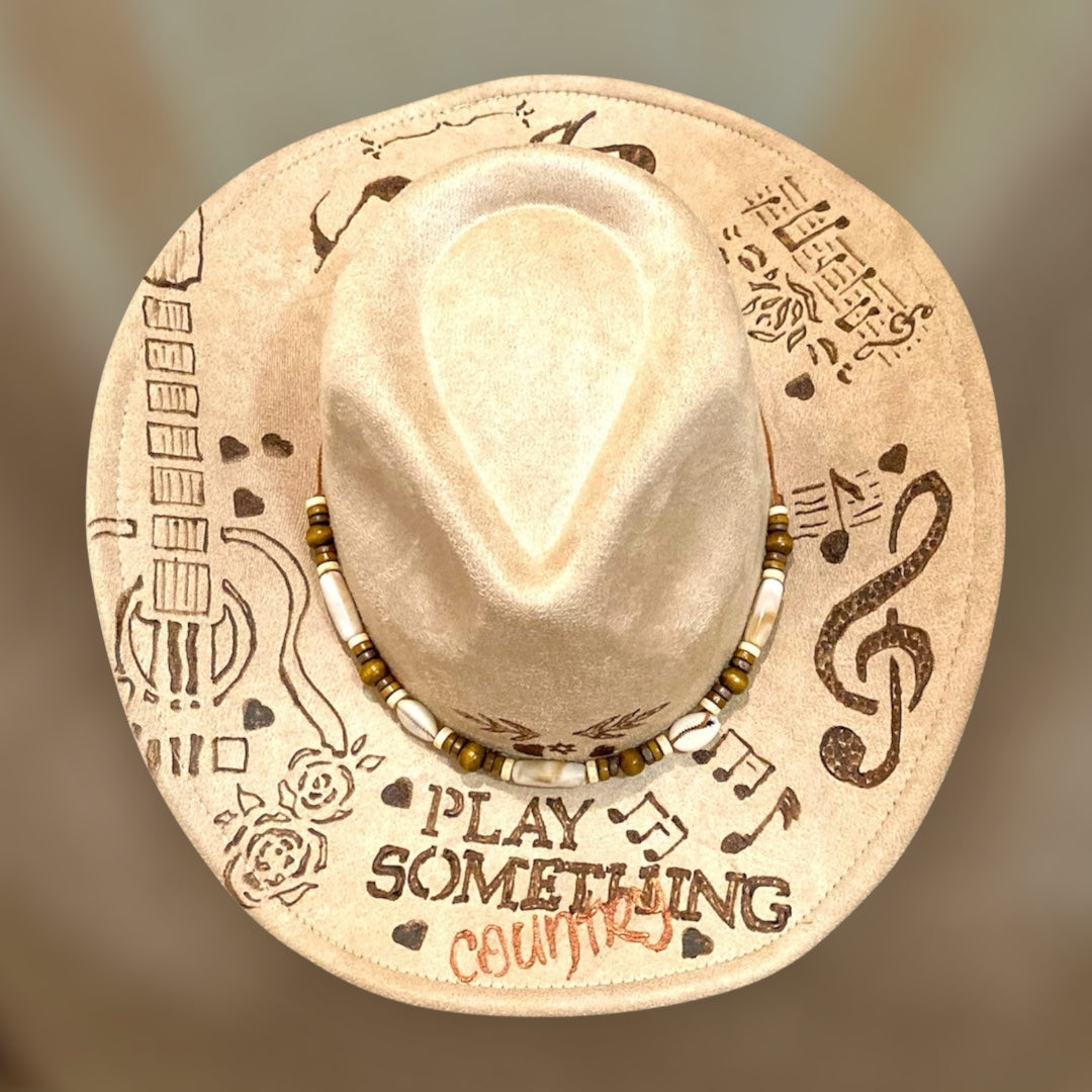 Play Something Country 2 hand burned cowboy hat