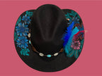 Painted Flowers, Black hand painted Cowboy Hat