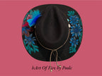 Painted Flowers, Black hand painted Cowboy Hat