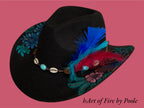 Painted Flowers, Black hand painted Cowboy Hat