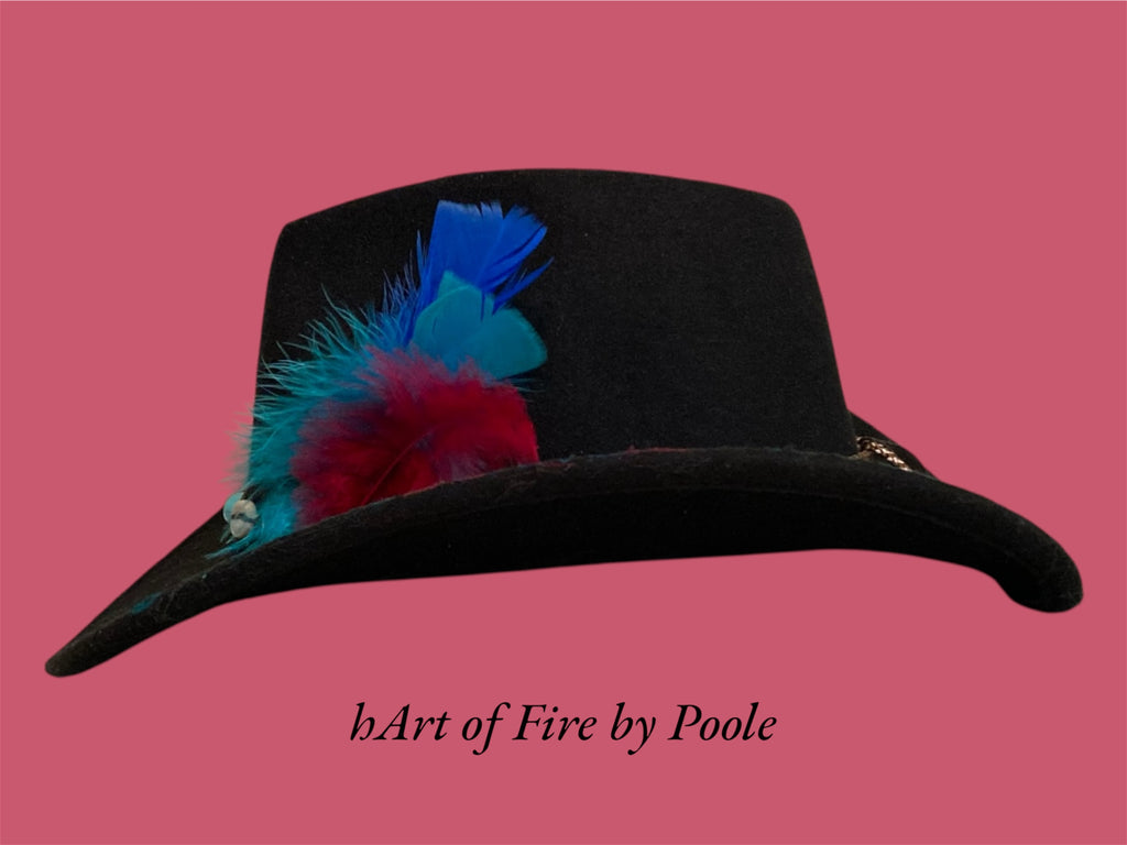 Painted Flowers, Black hand painted Cowboy Hat