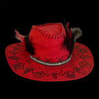 OOAK Custom Rancher Hat "Southwest Whimsy - Cacti and Mesa) handburned and painted design