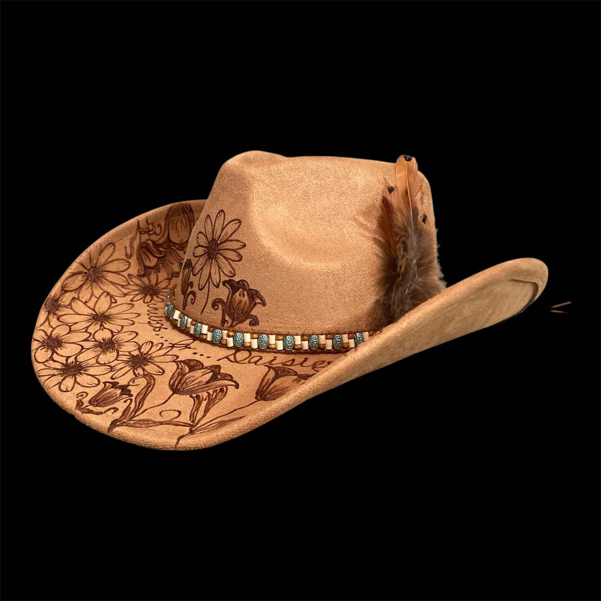 Elevate Your Style with the Deluxe Suedette Cowboy Hat: Tulips Or Daisies