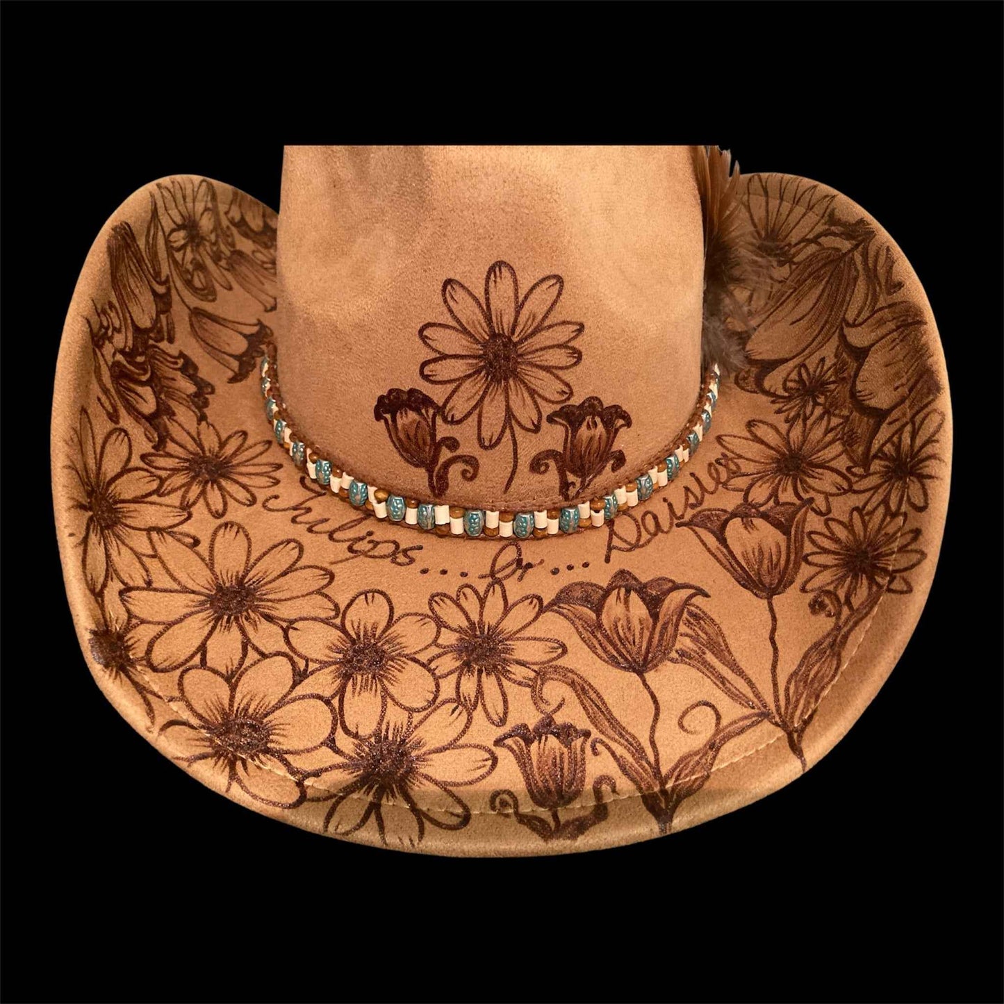 Elevate Your Style with the Deluxe Suedette Cowboy Hat: Tulips Or Daisies