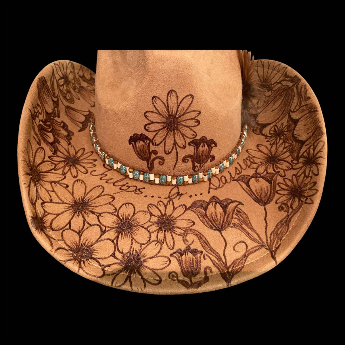 Elevate Your Style with the Deluxe Suedette Cowboy Hat: Tulips Or Daisies