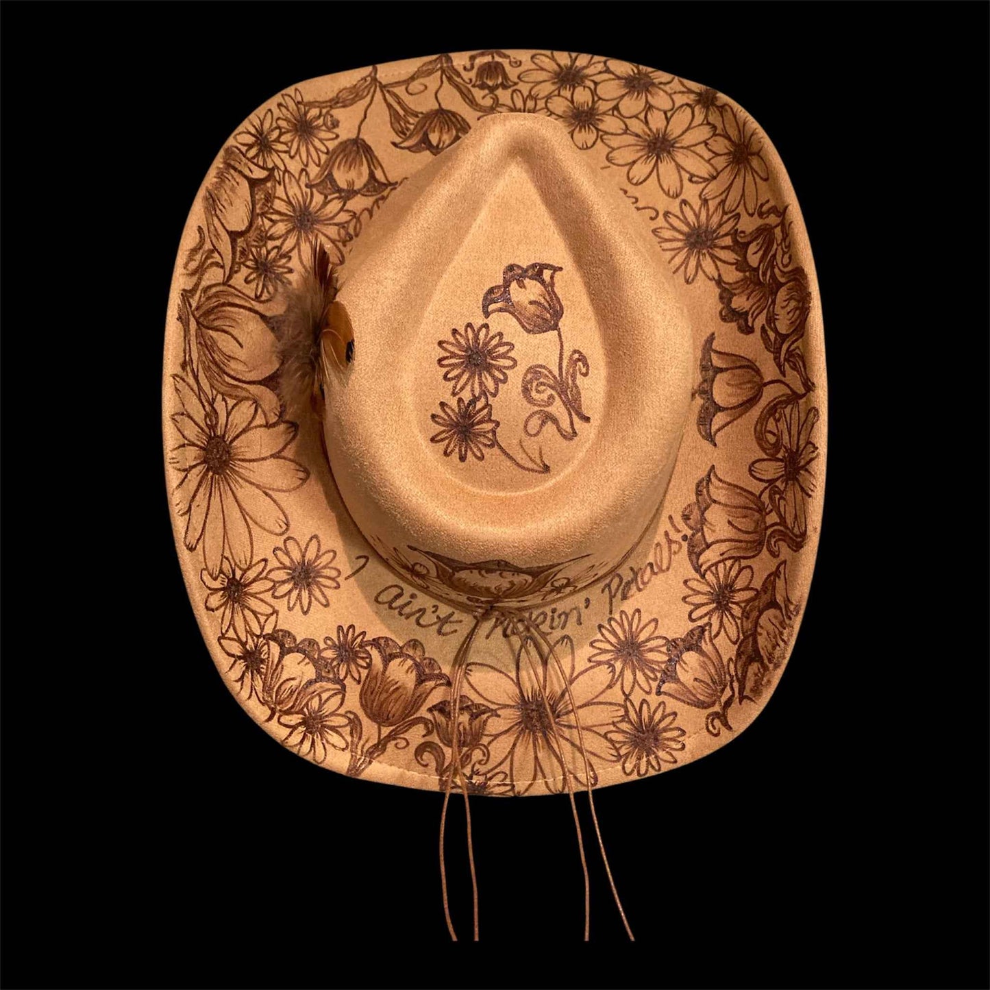 Elevate Your Style with the Deluxe Suedette Cowboy Hat: Tulips Or Daisies