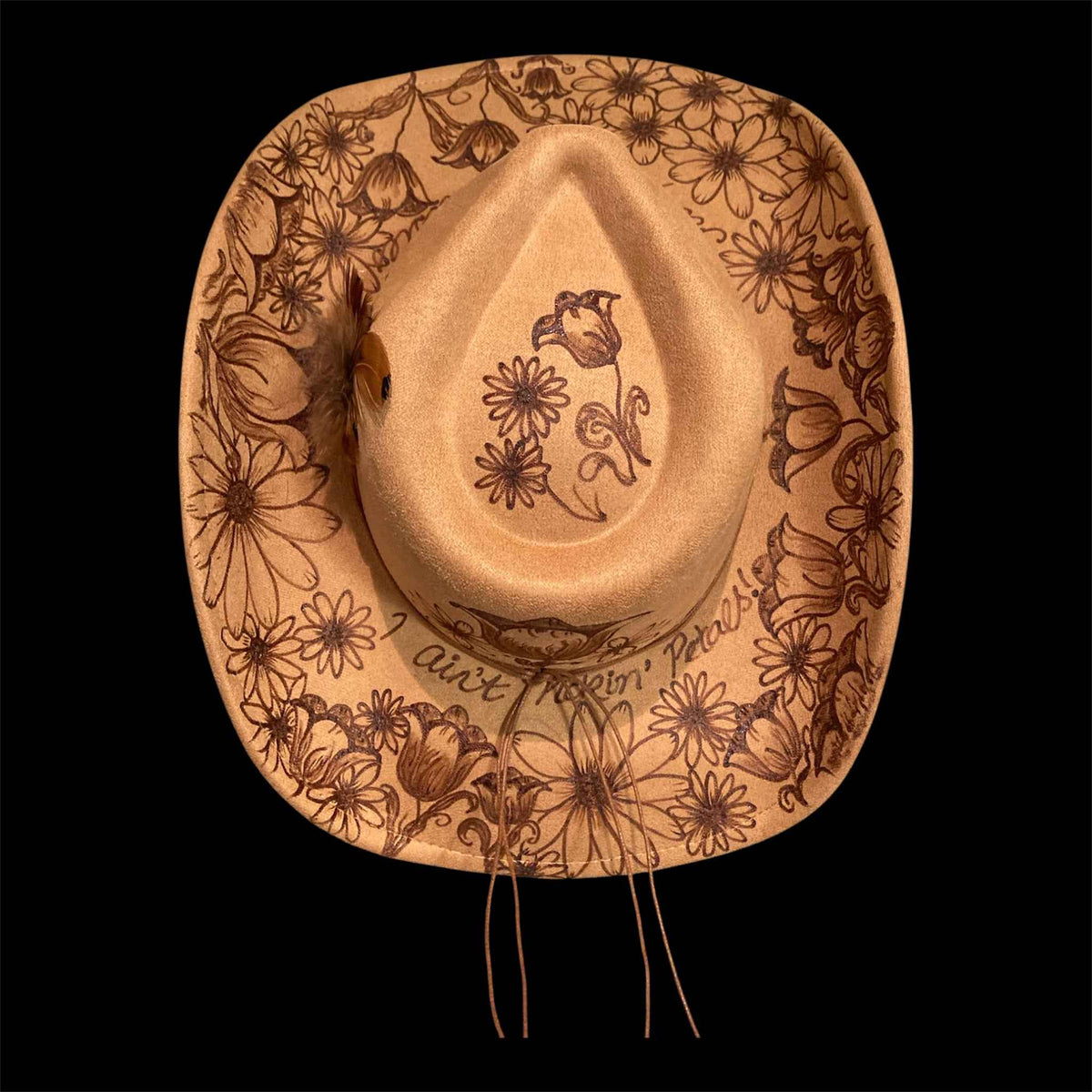 Elevate Your Style with the Deluxe Suedette Cowboy Hat: Tulips Or Daisies