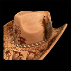 OOAK Custom Cowboy Hat "Tulips Or Daisies" 100% handburned Original Mackenzie Carpenter Fan hat