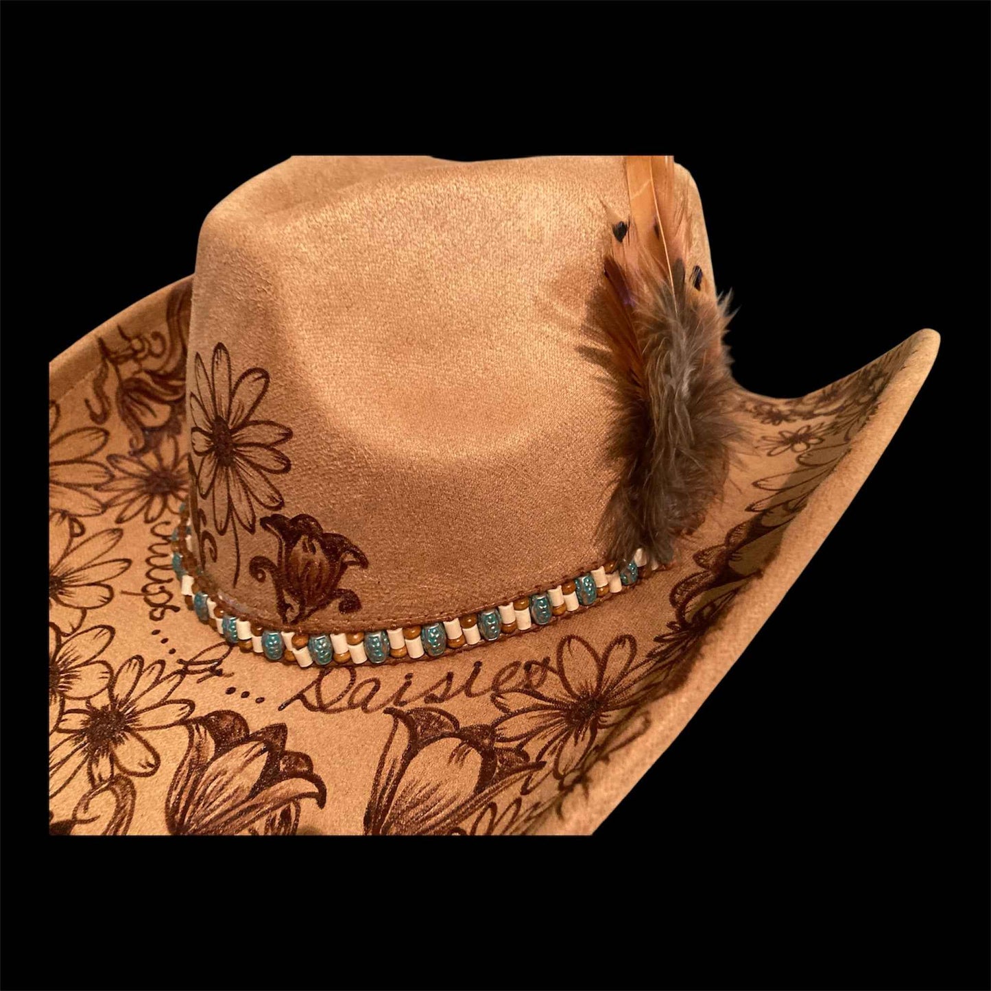 Elevate Your Style with the Deluxe Suedette Cowboy Hat: Tulips Or Daisies