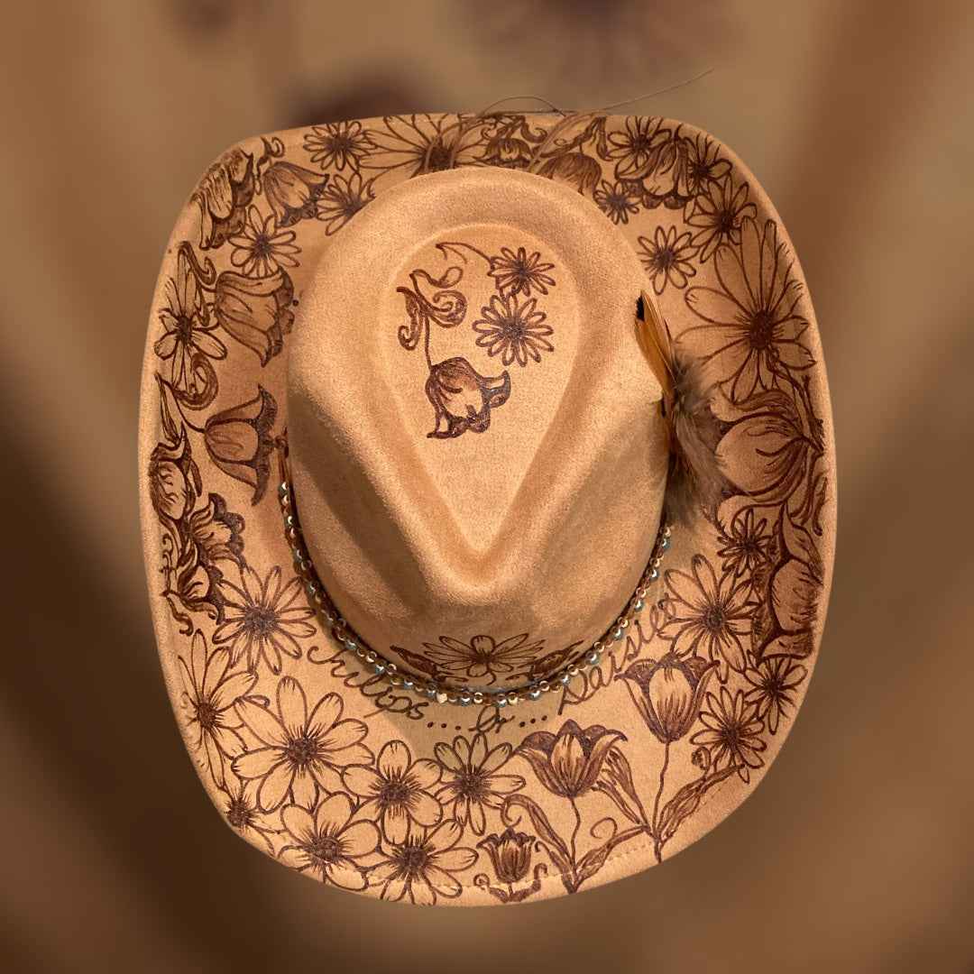 Elevate Your Style with the Deluxe Suedette Cowboy Hat: Tulips Or Daisies