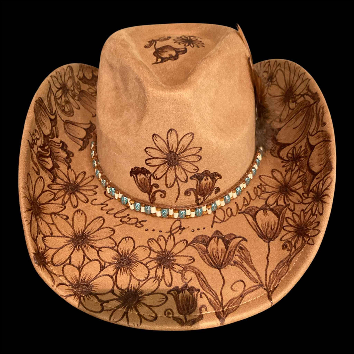 Elevate Your Style with the Deluxe Suedette Cowboy Hat: Tulips Or Daisies