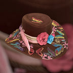 OOAK Custom Aussie Style Cowboy Hat "Life is like a Butterfly" handburned and painted design